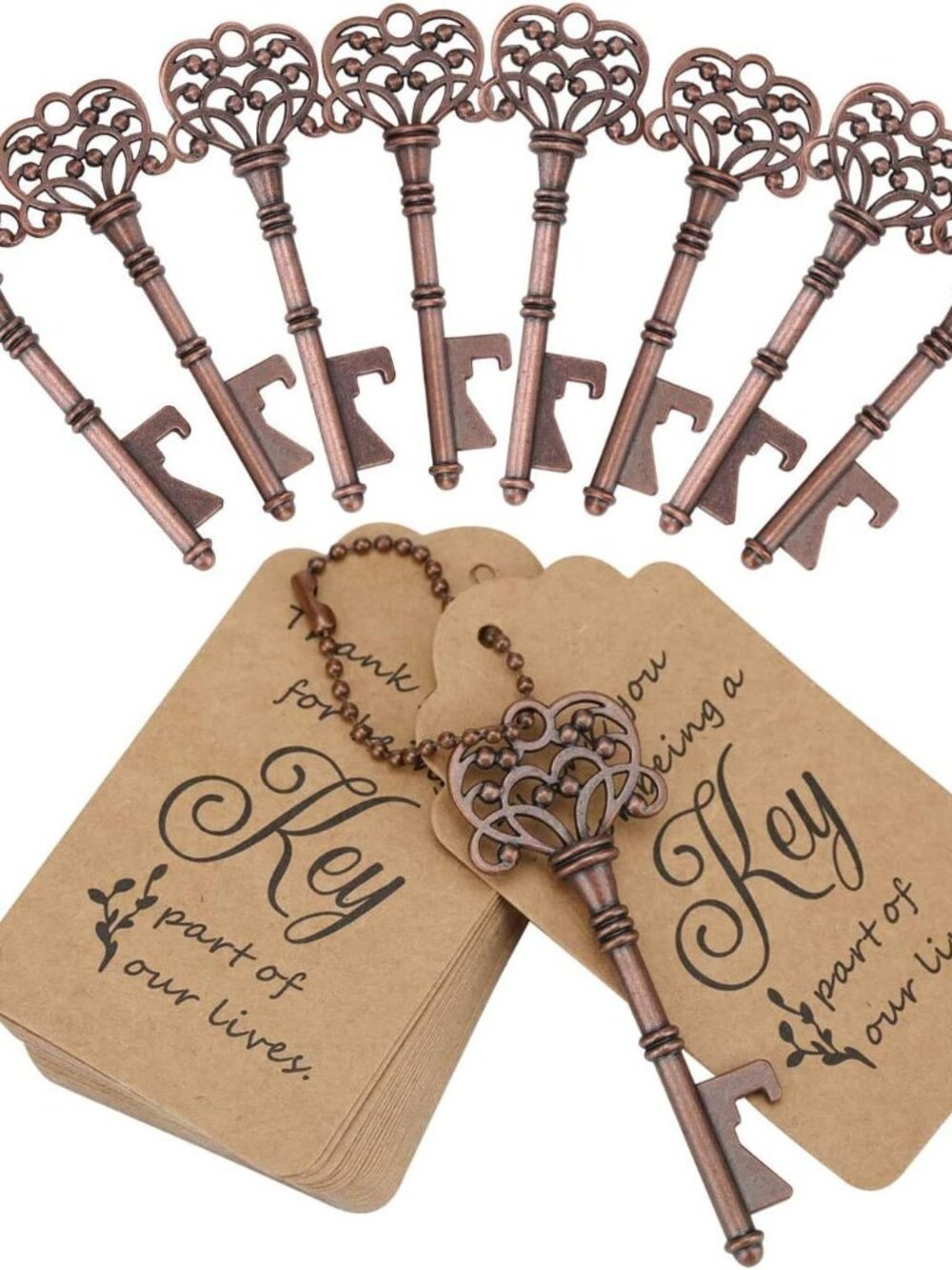 60 PCS Key Bottle Openers,Vintage Skeleton Key Bottle Opener with Escort Card Ta